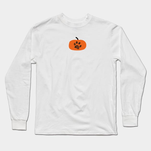 Pumpkin with paw print Long Sleeve T-Shirt by GULSENGUNEL